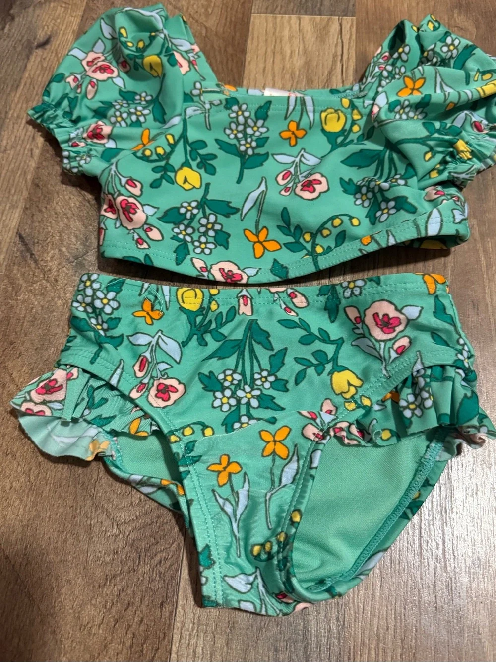 Cat&Jack 18months Green Floral Two-Piece Swimsuit Set